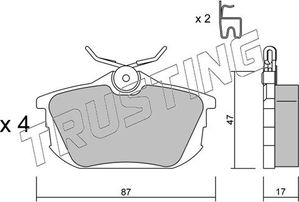 Тормозные колодки Trusting задние для Mitsubishi Colt VI (Z20/Z30) 2004-2009. Артикул 356.0