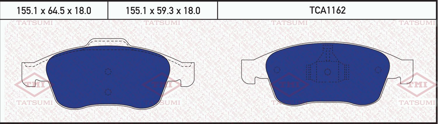Колодки тормозные передние RENAULT Fluence/Grand Scenic/Megane/Scenic 2010- RENA (Tatsumi). Артикул TCA1162