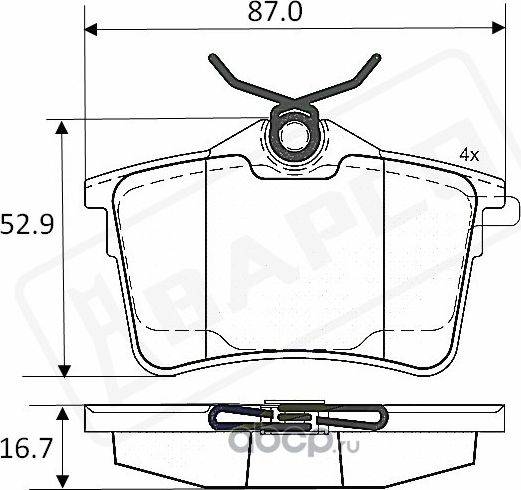 Колодки тормозные дисковые зад. PSA 308 SW 07-, PARTNER Tepee 08-, BER (Bapco) Bapco. Артикул BP0400