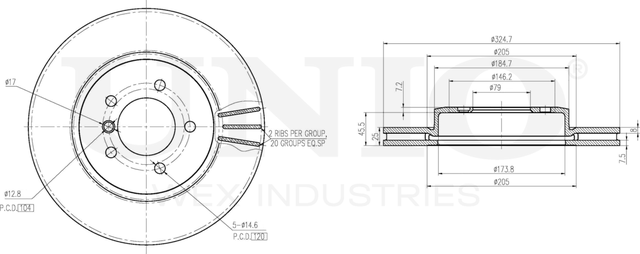 Диск тормозной (Unio). Артикул BRD-20544