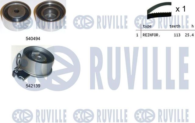 Ремень ГРМ с роликами (комплект) Ruville. Артикул 550361