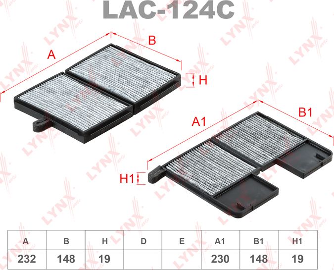 Салонный фильтр LYNXauto. Артикул LAC-124C