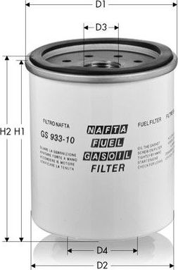 Топливный фильтр  Tecneco Filters. Артикул GS933