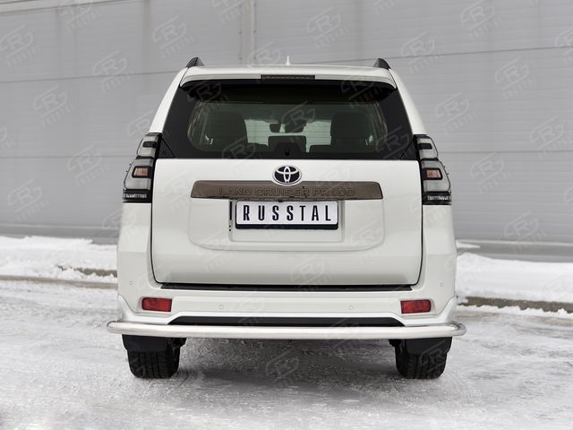 Защита RusStal заднего бампера d63 секции для Toyota Land Cruiser Prado 150 Black Onyx 2020-2026. Артикул LCPZ-003551