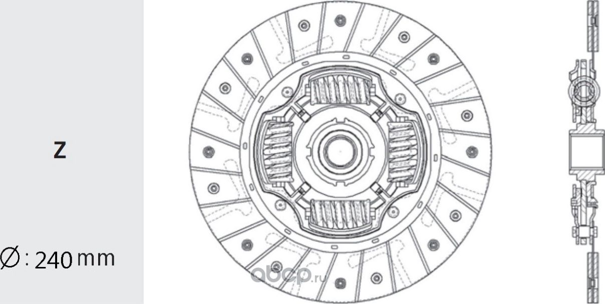 Диск сцепления HYUNDAI Porter,Starex H-1 (240мм) ведомый VALEO PHC. Артикул HD90