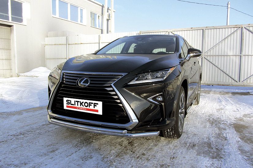 Защита Slitkoff переднего бампера d57+d42 двойная для Lexus RX350 IV 2015-2026. Артикул LRX15-001