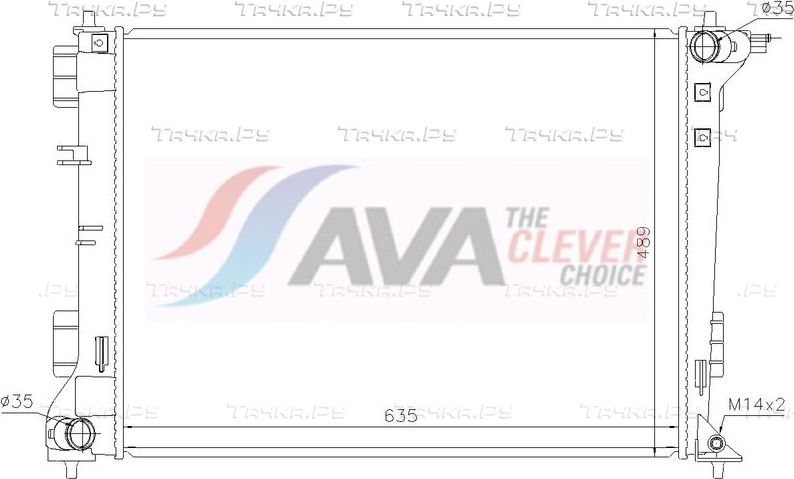 Радиатор охлаждения двигателя AVA. Артикул HY2612