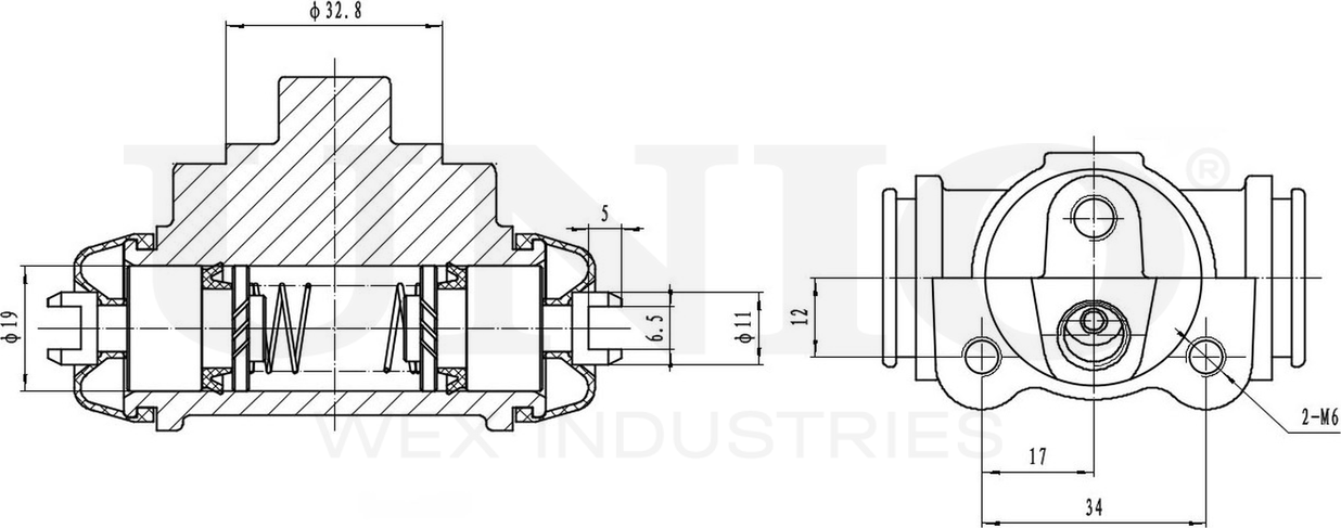 Цилиндр тормозной рабочий (Unio). Артикул BRC-20545