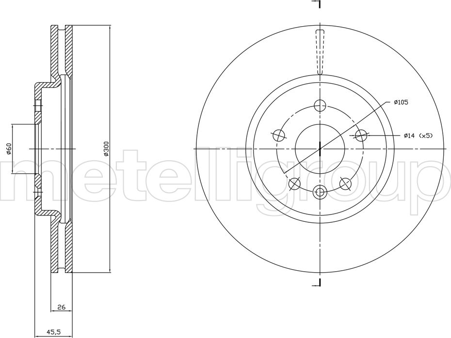 Тормозной диск Metelli. Артикул 23-1849C