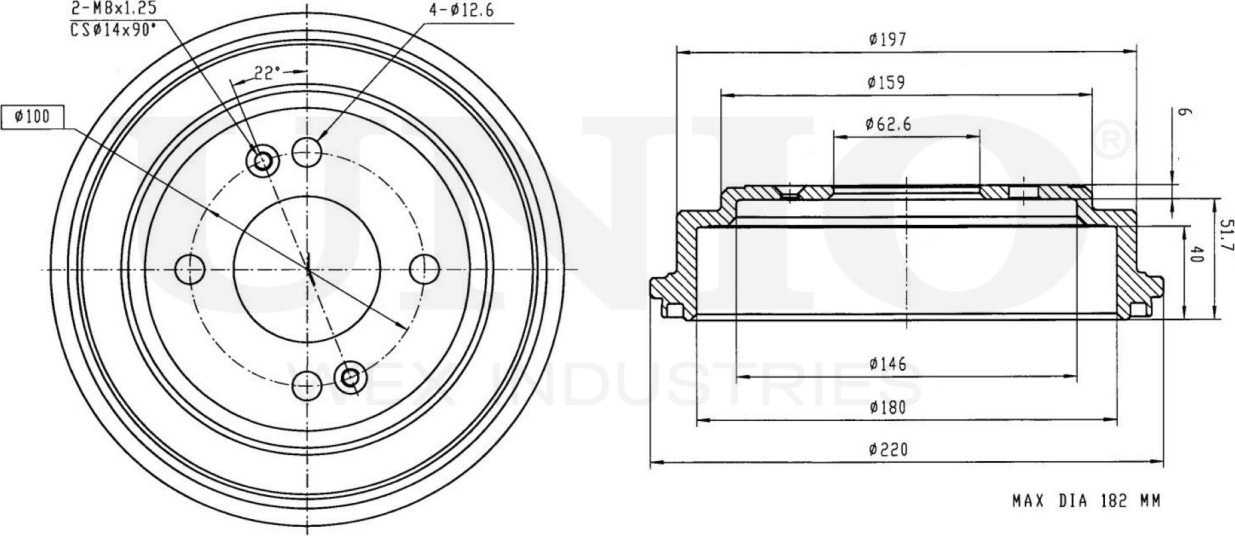 Барабан тормозной (Unio). Артикул BRD-10017