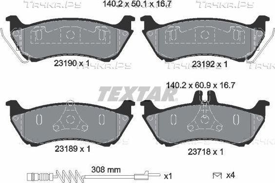 Тормозные колодки Textar Q+ задние для Mercedes-Benz M-Класс I (W163) 1998-2005. Артикул 2319002