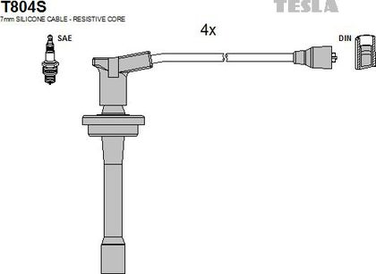 Высоковольтные провода (провода зажигания) (комплект) Tesla для УАЗ Буханка (452) 2014-2024. Артикул T804S