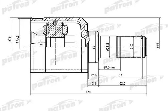 Шрус внутренний (граната) Patron передний правый для Mitsubishi Lancer IX 2003-2013. Артикул PCV1515