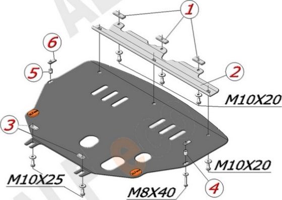 Защита алюминиевая Alfeco для картера и КПП Citroen Berlingo I 1996-2003. Артикул ALF.04.06 AL4