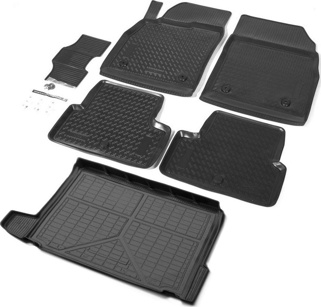 Комплект ковриков Rival для салона и багажника Opel Astra J рестайлинг седан (c полноразмерной запаской) 2012-2017. Артикул K14202009-6