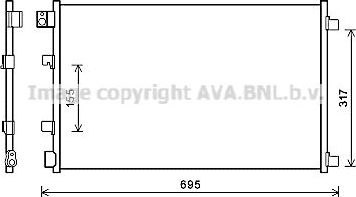 Радиатор кондиционера (конденсатор) AVA (алюминий). Артикул DNA5281