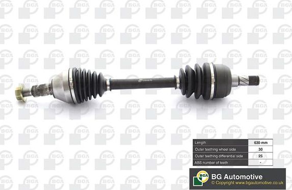 Полуось (привод в сборе, приводной вал) BGA передняя левая для Opel Insignia I 2008-2017. Артикул DS9531L