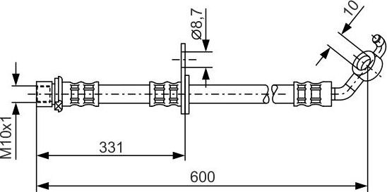 Тормозной шланг Bosch передний правый для Toyota RAV4 II (XA20) 2000-2005. Артикул 1 987 476 106