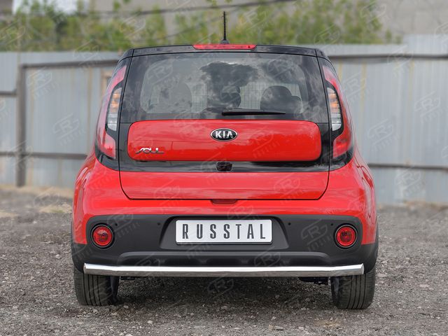 Защита RusStal заднего бампера d63 (секции) для Kia Soul II 2016-2019. Артикул KSOZ-002757