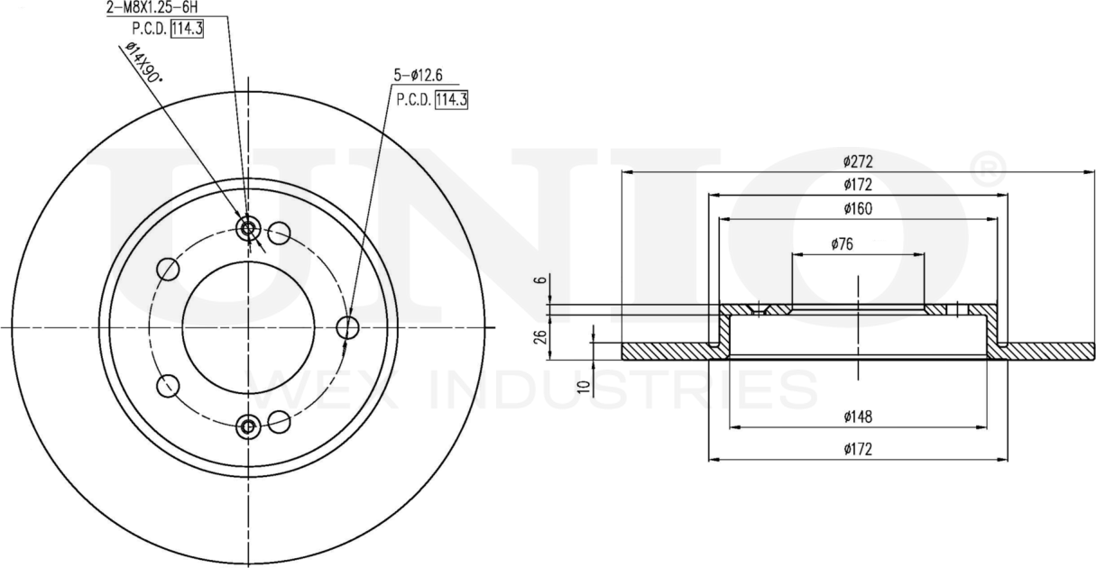 Диск тормозной (Unio). Артикул BRD-20216