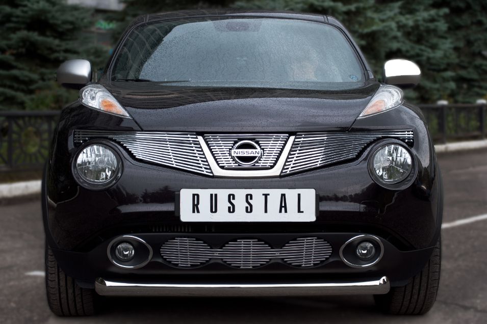 Защита RusStal переднего бампера d76 (дуга) для Nissan Juke полный привод 2010-2014. Артикул NJ4Z-000881