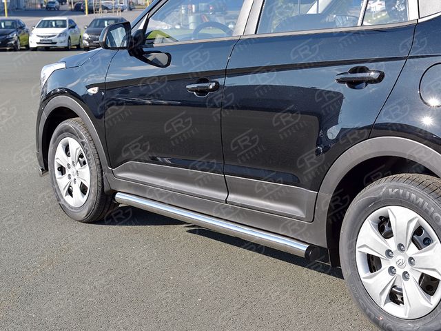 Защита порогов RusStal труба d63 секции для Hyundai Creta I 2016-2021 (Вариант 2). Артикул HCRT-0024222