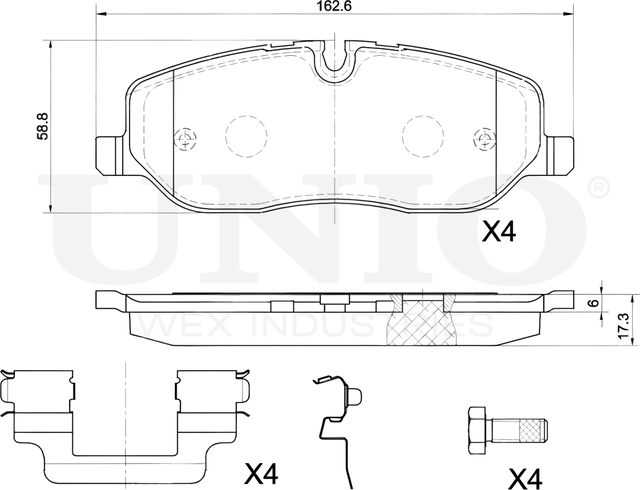 Колодки тормозные дисковые, комплект (Unio). Артикул BRP-20293