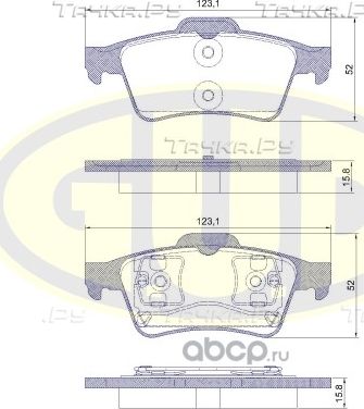 Тормозные колодки G.U.D. задние для Mazda 3 I (BK) 2003-2009. Артикул GBP084200