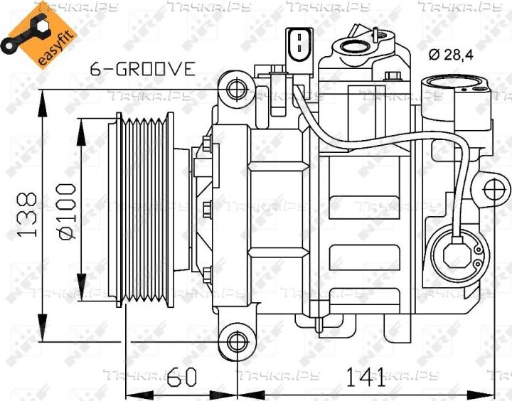 Компрессор кондиционера NRF EASY FIT для Audi A4 IV (B8) 2007-2015. Артикул 32263
