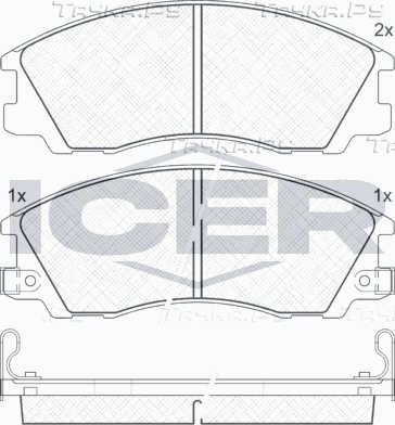 Тормозные колодки Icer передние для Hyundai Terracan I 2001-2006. Артикул 181539