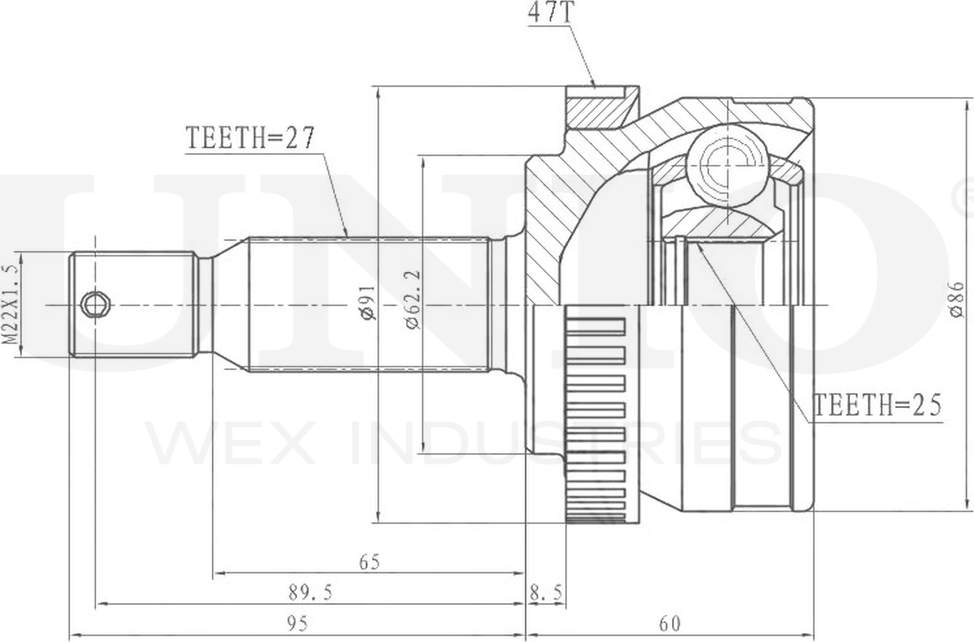 ШРУС наружный (Unio). Артикул CVJ-20159