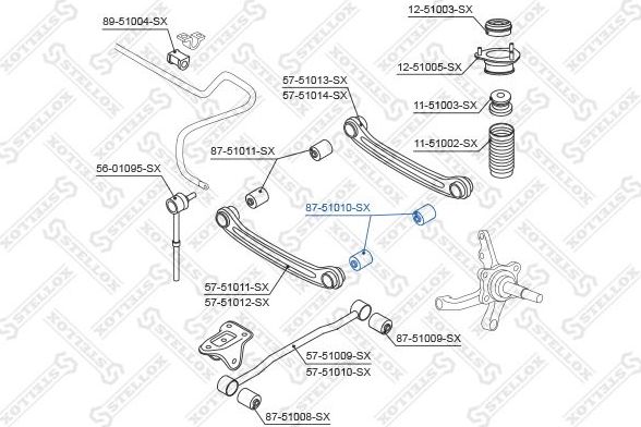 Сайлентблок заднего рычага подвески Stellox. Артикул 87-51010-SX