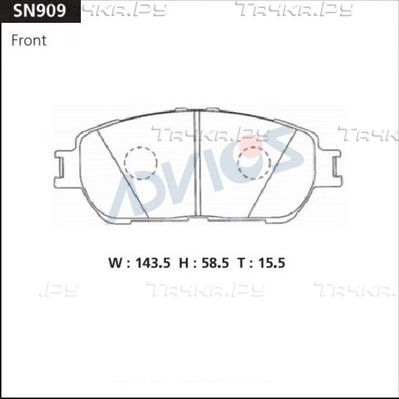 Тормозные колодки Advics передние для Toyota Sienna II 2003-2009. Артикул SN909