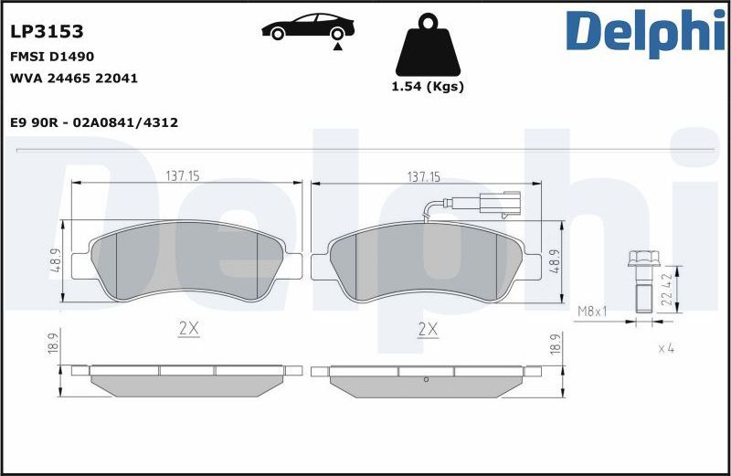 Тормозные колодки Delphi (Low-Metallic). Артикул LP3153