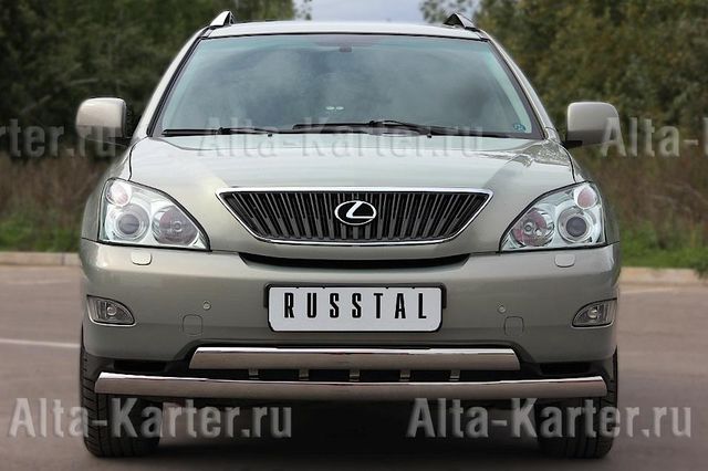 Защита RusStal переднего бампера 75х42/75х42 овалы для Lexus RX 300/330/350 2003-2008. Артикул  LRZ-000398