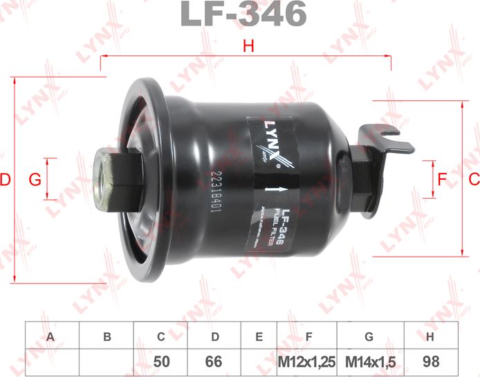 Топливный фильтр LYNXauto. Артикул LF-346