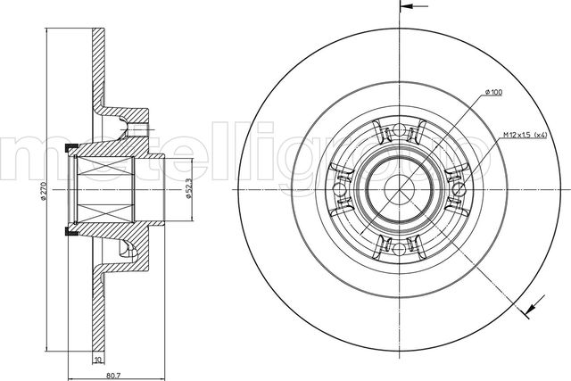 Тормозной диск Metelli задний для Renault Megane II 2003-2009. Артикул 23-0804