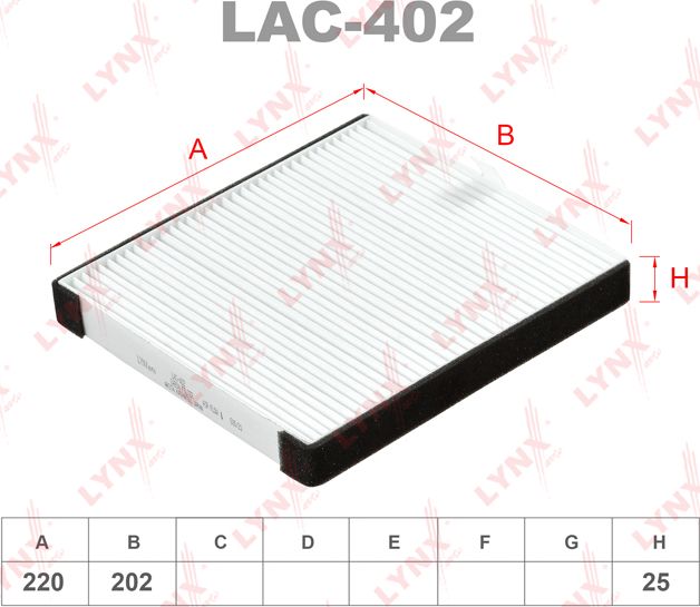 Салонный фильтр LYNXauto. Артикул LAC-402