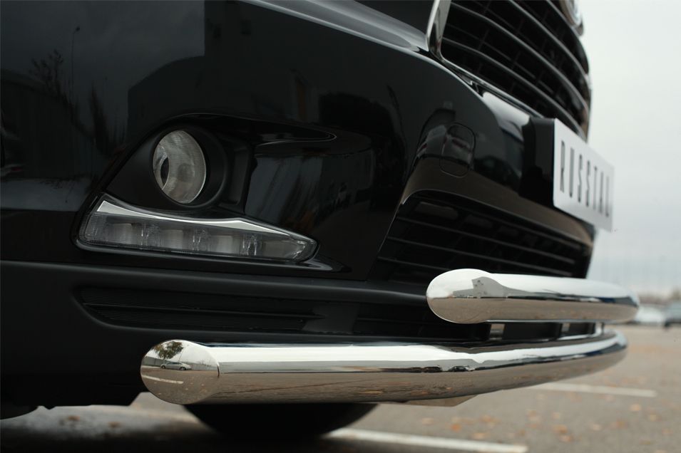 Защита RusStal переднего бампера d63 (секции) d63 (дуга) для Toyota Highlander III 2014-2026. Артикул THRZ-001914