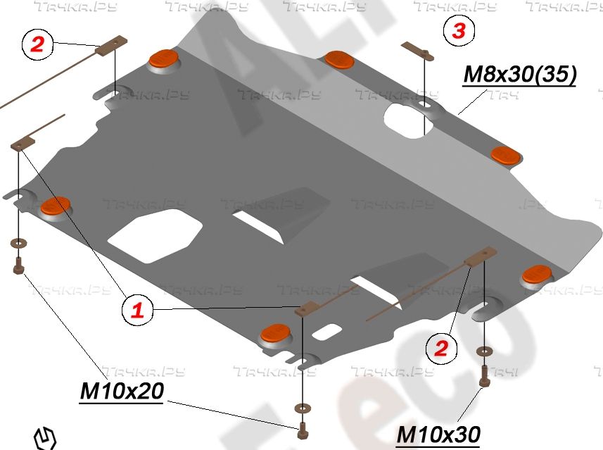 Защита алюминиевая Alfeco для картера и КПП Volvo XC70 II 2007-2016. Артикул ALF.07.10 AL4
