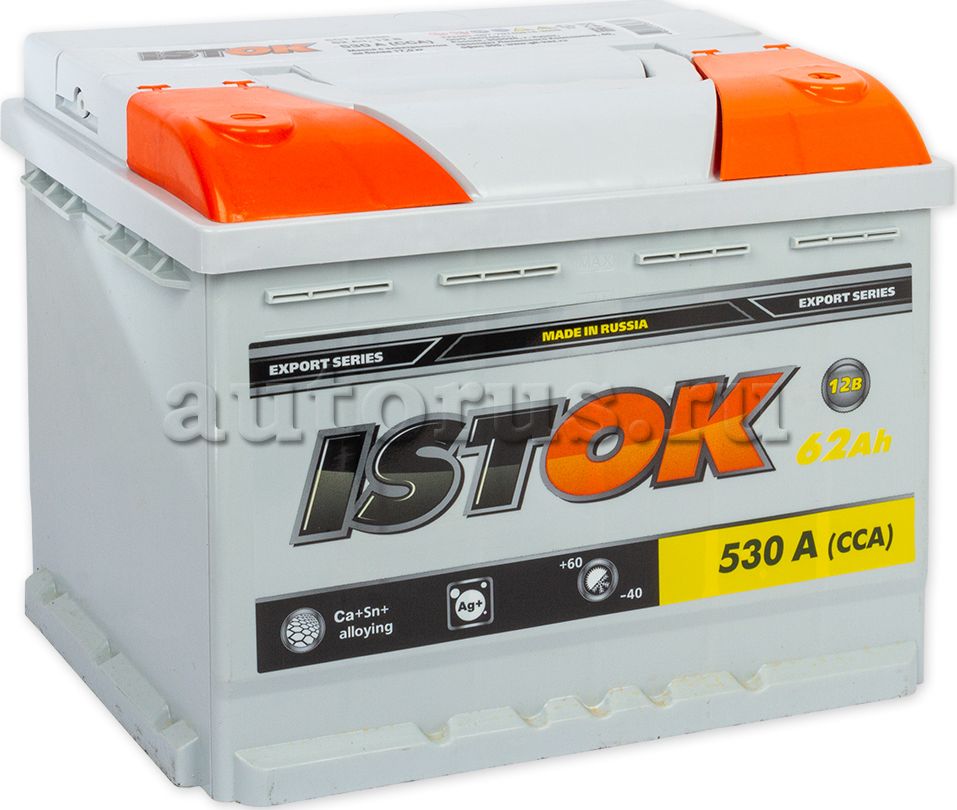 Аккумулятор ИСТОК 62 А/ч обратная R+ 242x175x190 EN530 А (Istok). Артикул 6CT-62NR