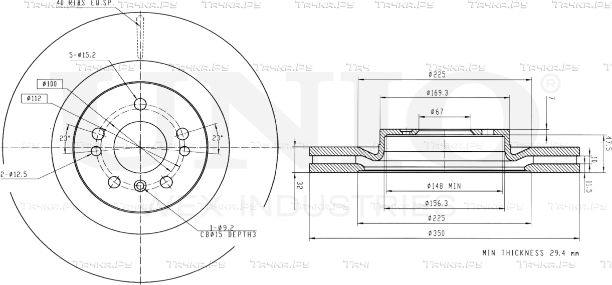 Диск тормозной (Unio). Артикул BRD-20503