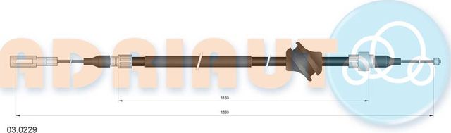 Трос ручника (тросик ручного тормоза) Adriauto задний правый для Audi Cabriolet 1991-2000. Артикул 03.0229