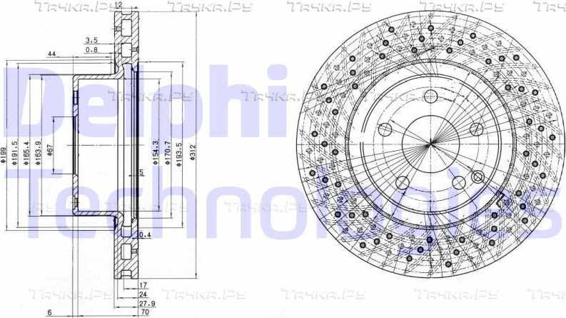 Тормозной диск Delphi. Артикул BG3828