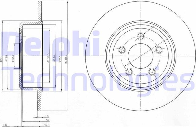 Тормозной диск Delphi задний для Chrysler 300C II 2011-2026. Артикул BG4074