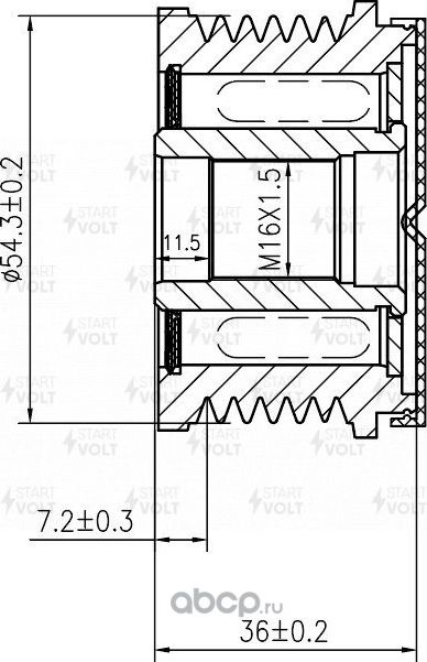 Муфта генератора обгонная StartVOLT для Citroen Berlingo II 2008-2019. Артикул SGP 1429