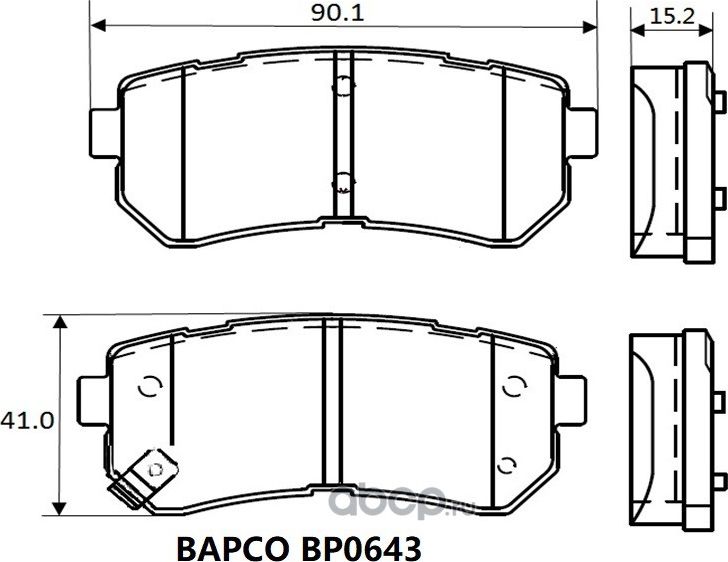 Колодки тормозные дисковые зад. HYUNDAI i20 08-, i30 07-12, ix35, TUC (Bapco). Артикул BP0643