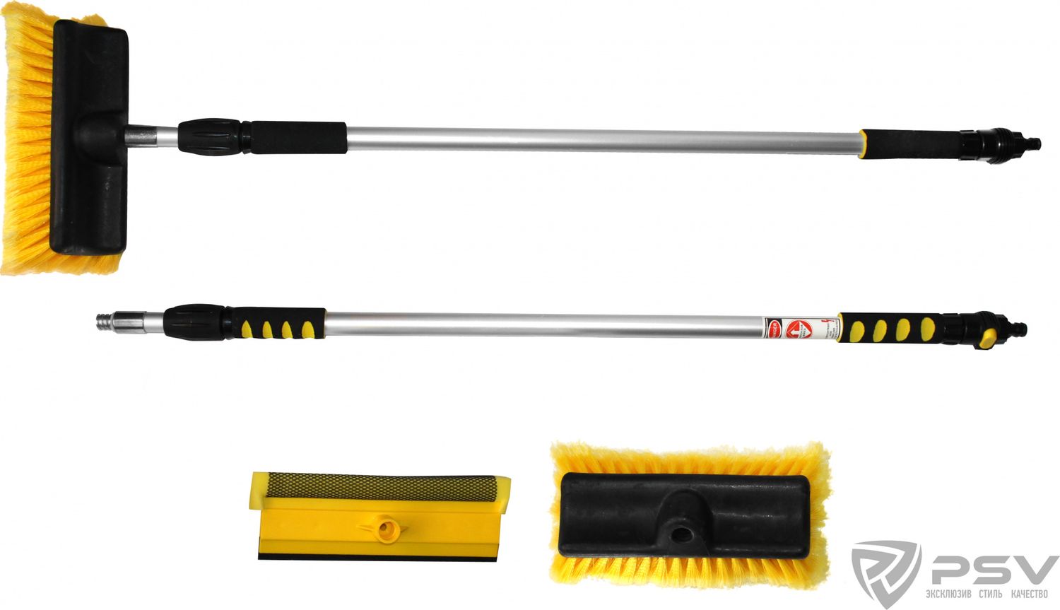 Щетка PSV XST10-J (2 в 1) для мытья и для стекол, с краном и распуш. щетиной, телескоп. (112-182 см). Артикул 130624