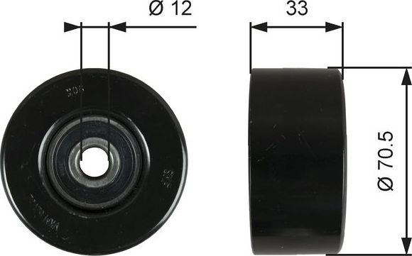 Направляющий (ведущий) ролик приводного поликлинового ремня Gates (Металл). Артикул T36762