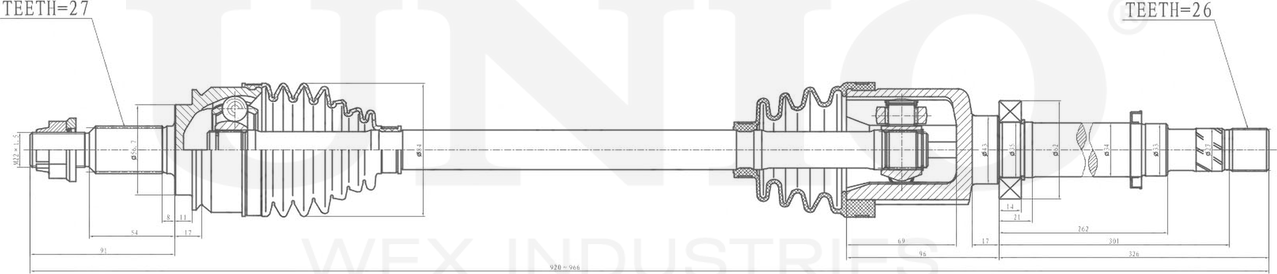 Вал приводной (Unio). Артикул CVJ-10028